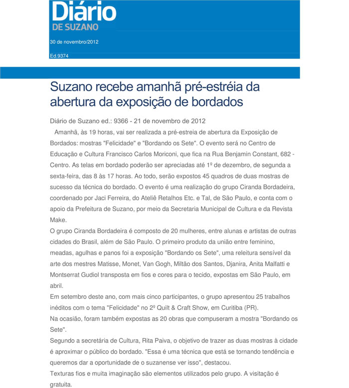 Diario de Suzano - artigo